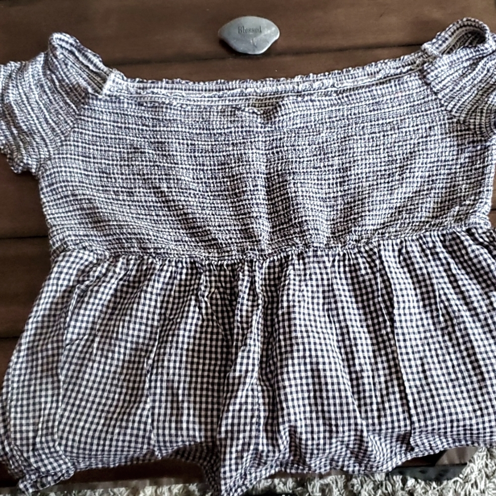 Clearance summer gingham off shoulder top